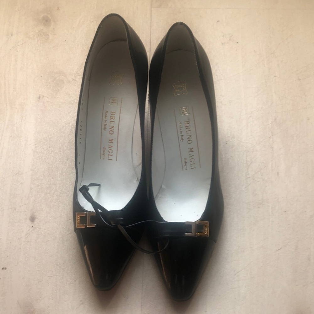 Bruno Magli Black Flats with Gold Accents